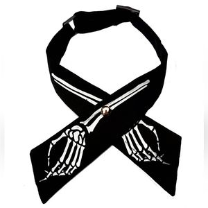 Screen printed Skeleton Cross over tie